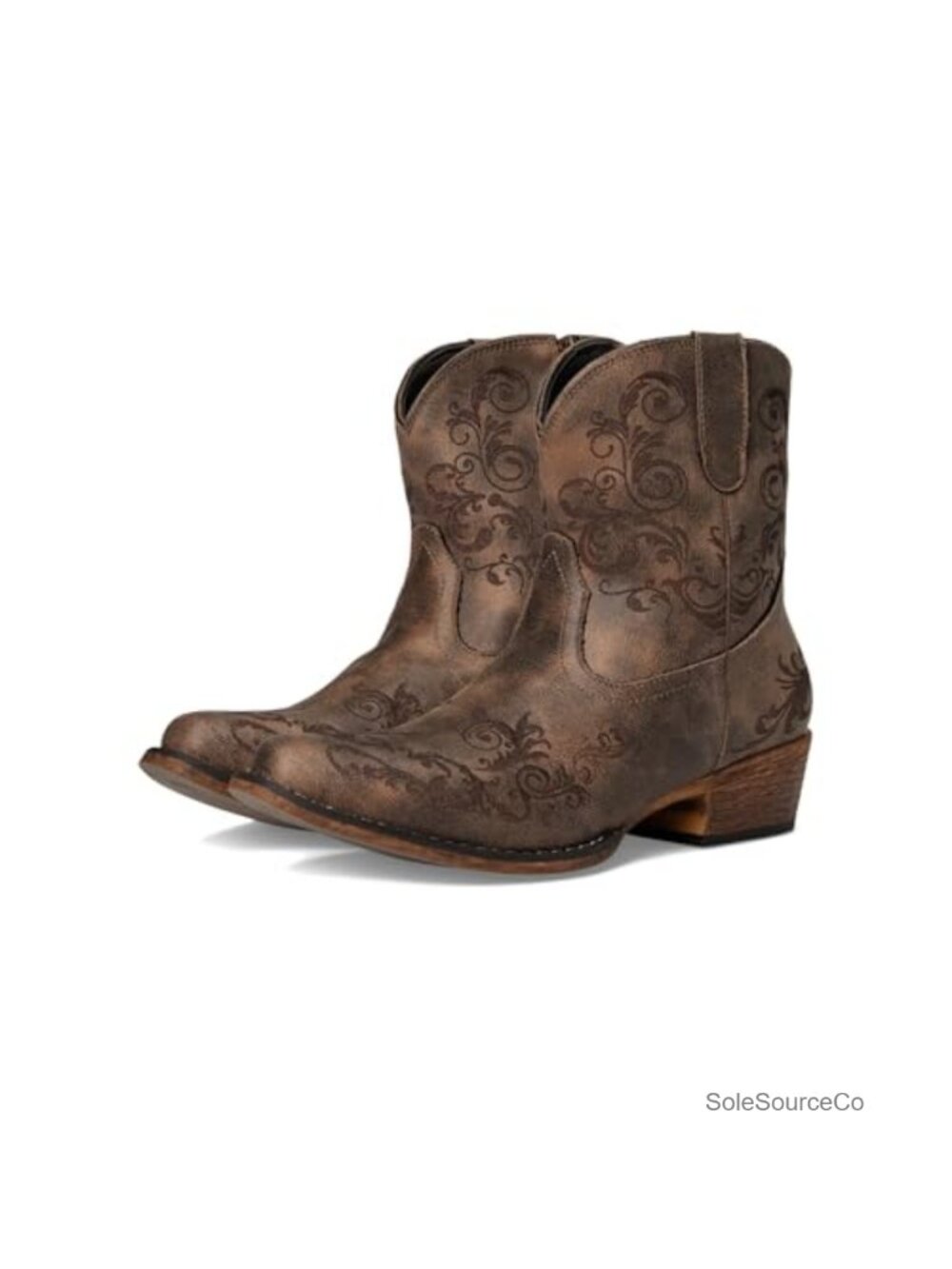 Womens Snip Toe Embroidery Casual Ankle Boots Low Heel 1-2"